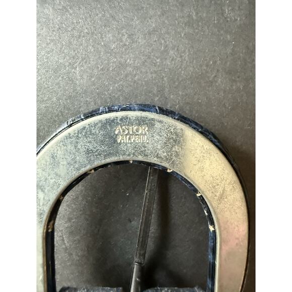 Vintage Astor Alligator Reptile Leather Belt Womens Size 10 Blue Classic Career main image 4